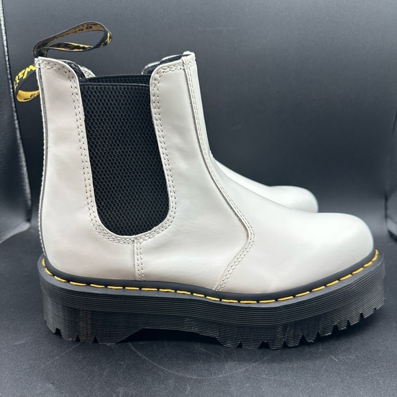 Dr. Martens Shoes - Dr. Martens 2976 Quad Platform White Chelsea Boot - Womens Sz 8